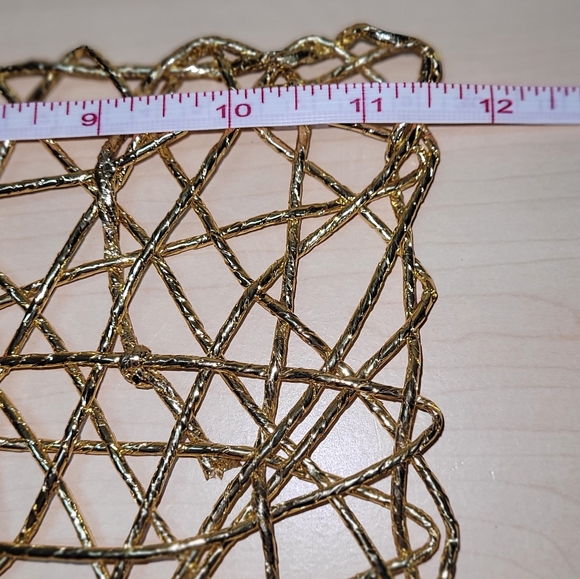 3 Woven Placemats Plastic String in metallic gold 17.5" L x 11.5" W - Picture 7 of 7